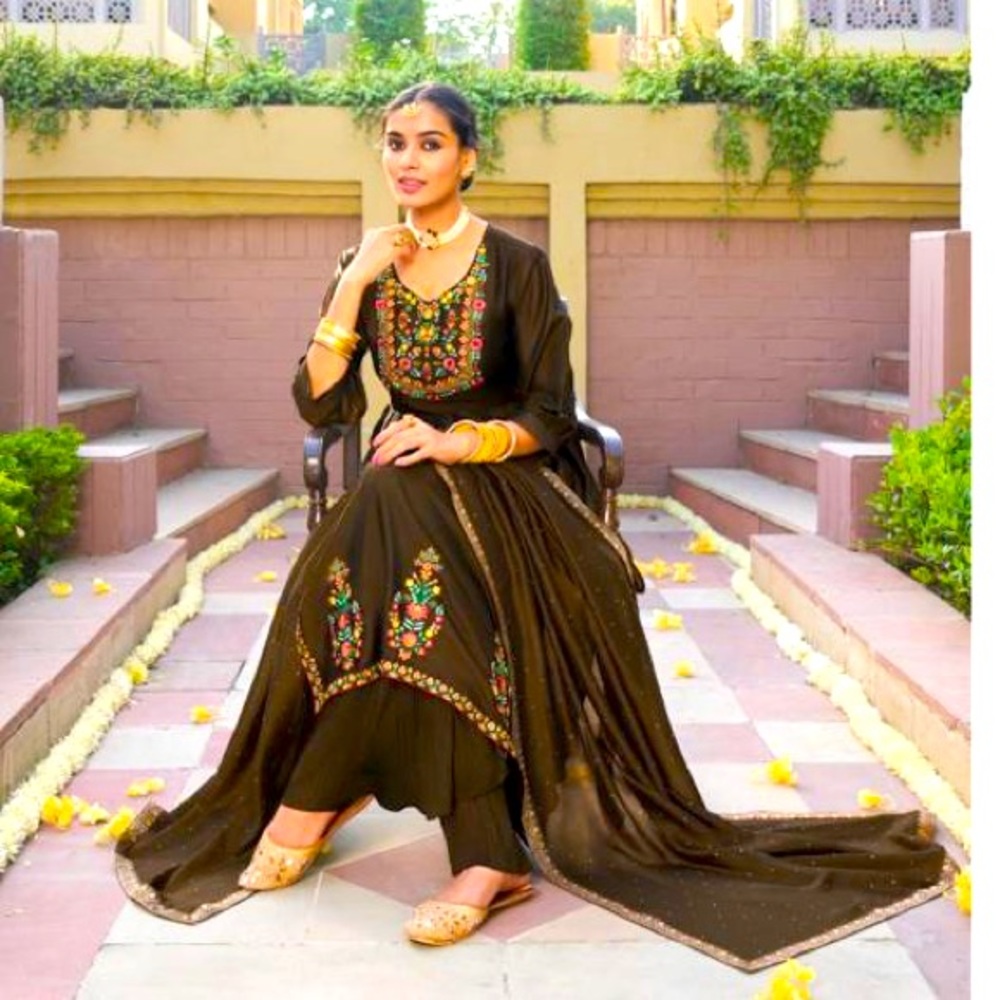 Brown Nyra cut Sharara Set
